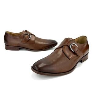 Johnston & Murphy Men Monk Strap Dress Shoes Sz 11M McClain Brown Leather Almond
